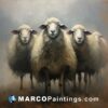 5 sheep portrait oil painting