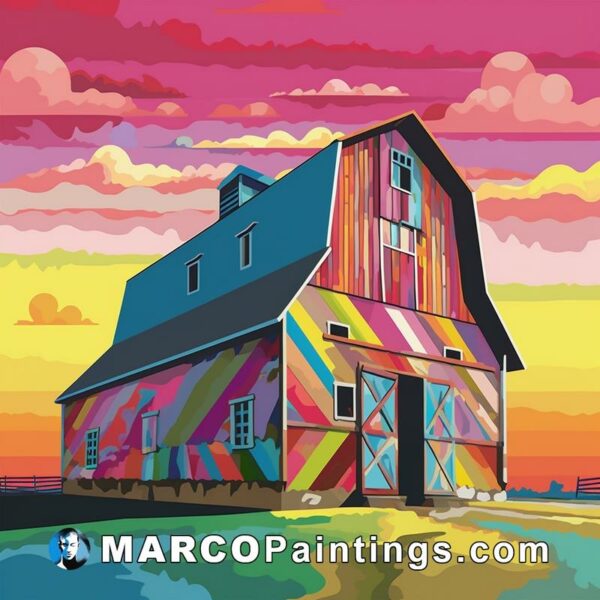A barn with sky and paints