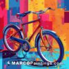 A bicycle is on a colorful background