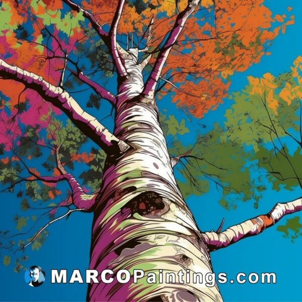 A birch tree shows color in the background