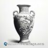 A black and white drawing of a decorative vase