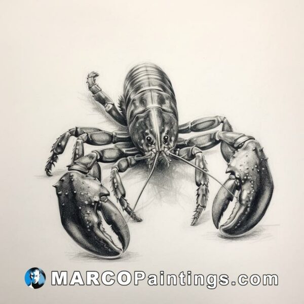 A black and white drawing of lobsters pencil on paper