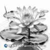 A black and white painting of a water lily