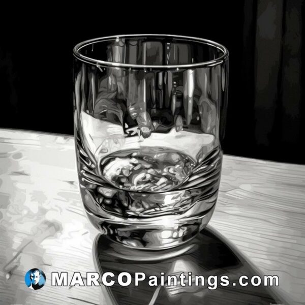 A black and white print of a whiskey glass