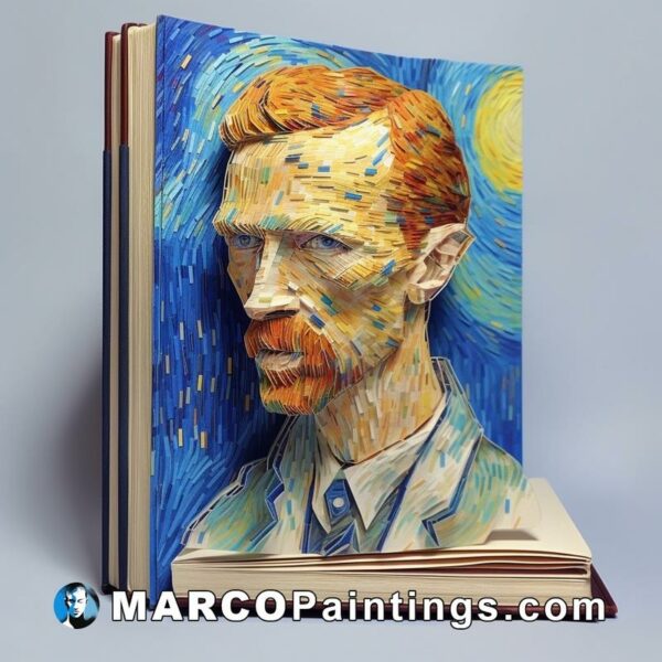 A book opened up to reveal van gogh's face