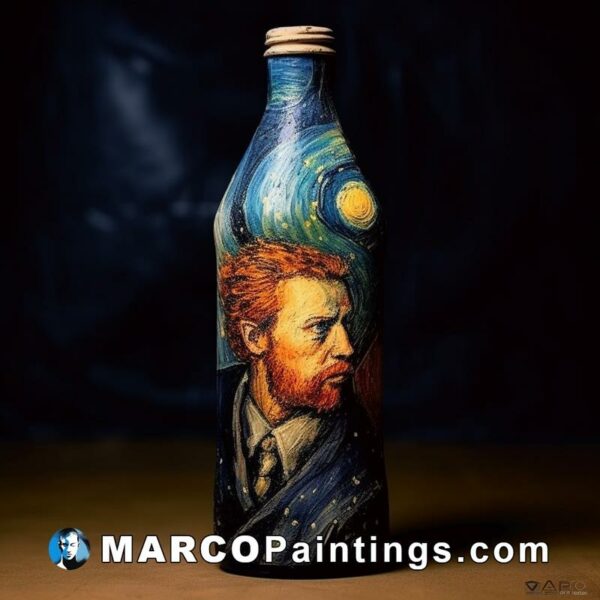 A bottle painting a portrait of van gogh