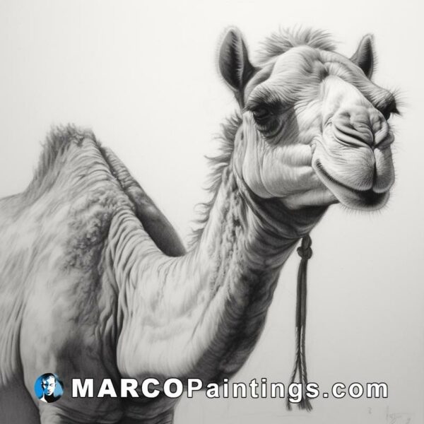 A camel in charcoal drawing of its head
