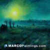 A canvas painting of evening