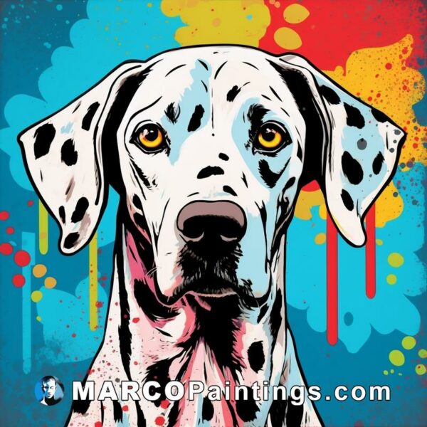 A cartoon dog on colorful backgrounds