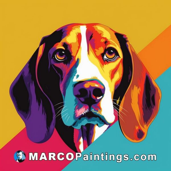 A colorful beagle dog illustration with colorful line work