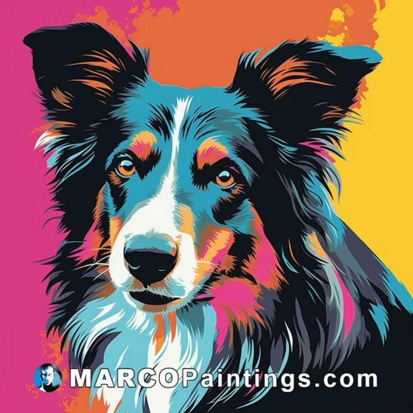 A colorful dog in a bright colorful background