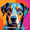 A colorful dog's face on a colorful background