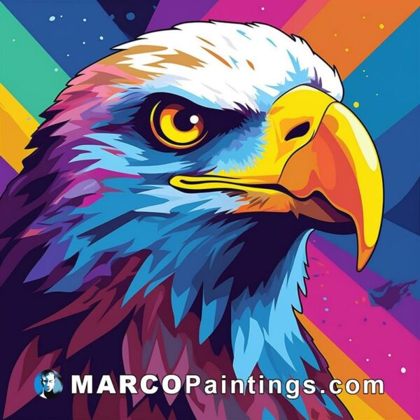 A colorful eagle painting on a background