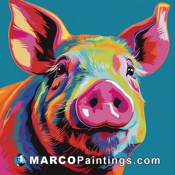 A colorful face of a pig