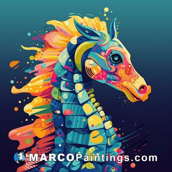 A colorful horse art on a dark background