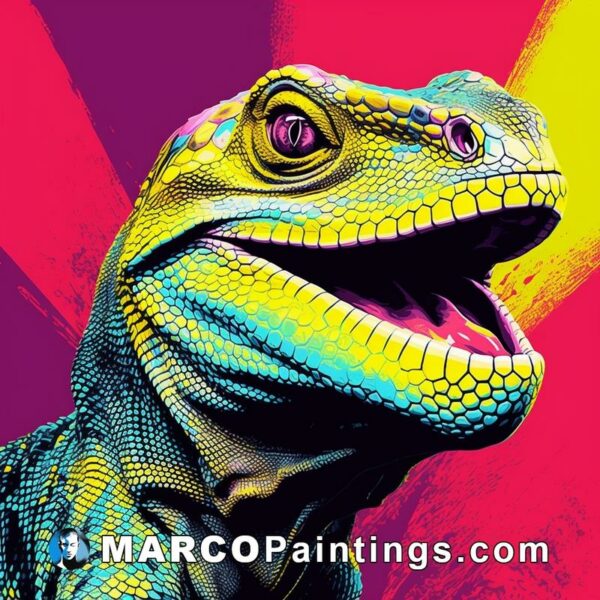A colorful illustration of a lizard on a colorful background