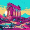 A colorful image of a greek structure
