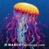 A colorful jellyfish swimming in the water