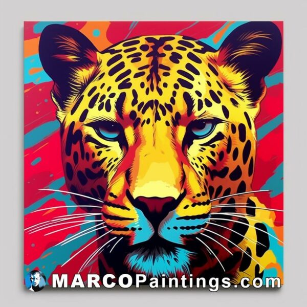 A colorful leopard head canvas painting
