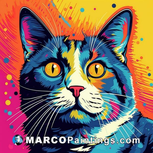 A colorful painting of a cat