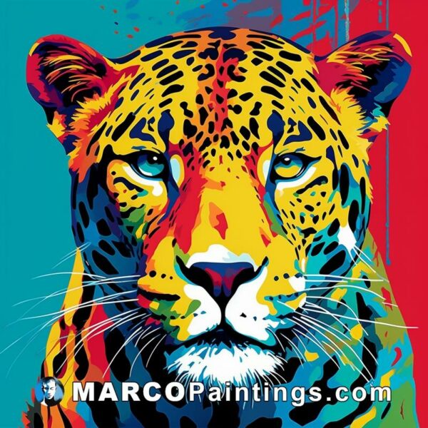 A colorful painting of a leopard animal