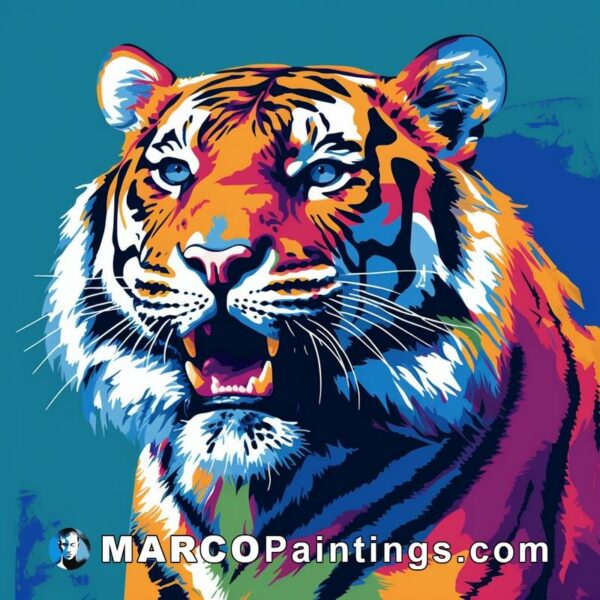 A colorful painting of a tiger