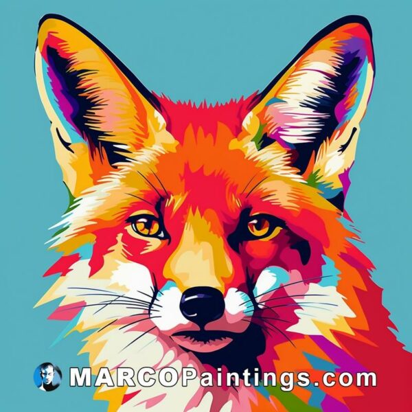 A colorful picture of a fox face
