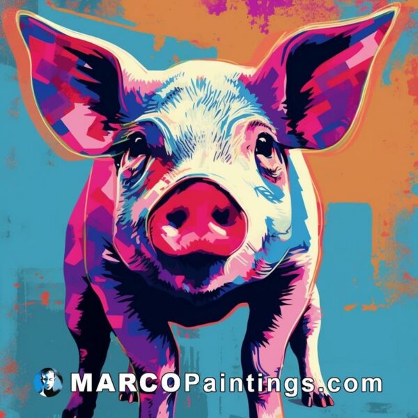 A colorful pig standing on top of a colorful background