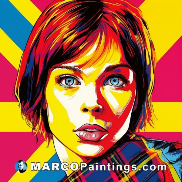 A colorful pop art image of a girl in plaid