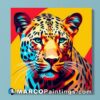 A colorful pop art print of a leopard