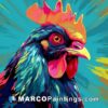 A colorful rooster with bright colors