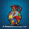 A colorful vase with a colorful pattern on it