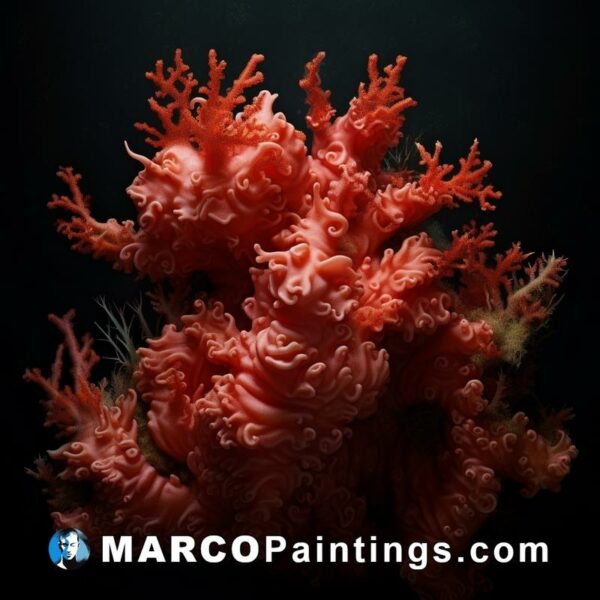 A coral in black water with beautiful corals
