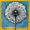 A dandelion on a blue background is on an illustration