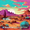 A detailed vector illustration of a desert in pastel colors