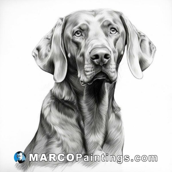 A drawing of a dog in black and white