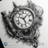 A drawing of an intricate time watch