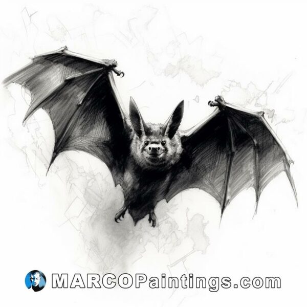 A drawing of bat with its wings up