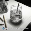 A drawing of water with a pencil