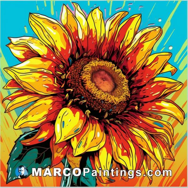 A floral portrait of a sunflower with a bright orange