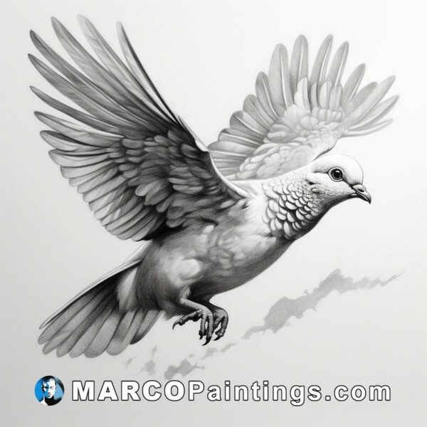 A graphite pencil drawing of a stuffed dove