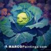 A green face in a cabbage