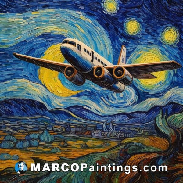 A jet takeoff painted by jan gogh