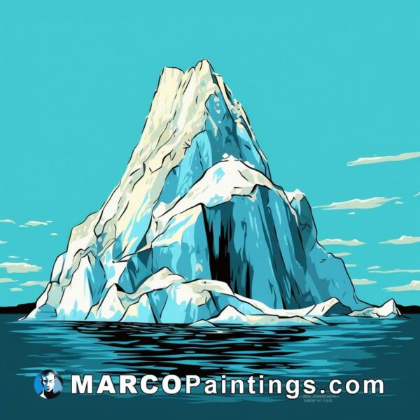 A large iceberg floating over a blue sea