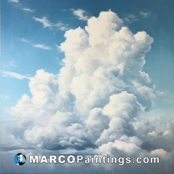 A large painting of clouds in the sky
