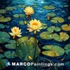 A large painting of yellow lotus pond