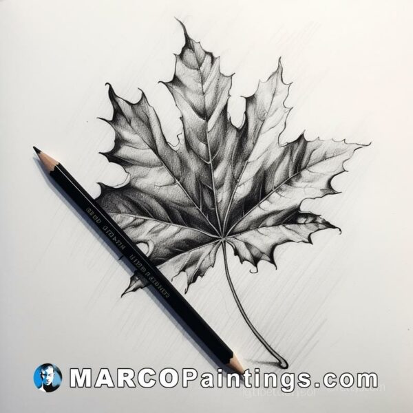 A leaf pencil drawing with a pencil in it