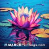 A lily floating in water on a colorful illustration