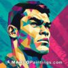 A man in colorful polygonal art