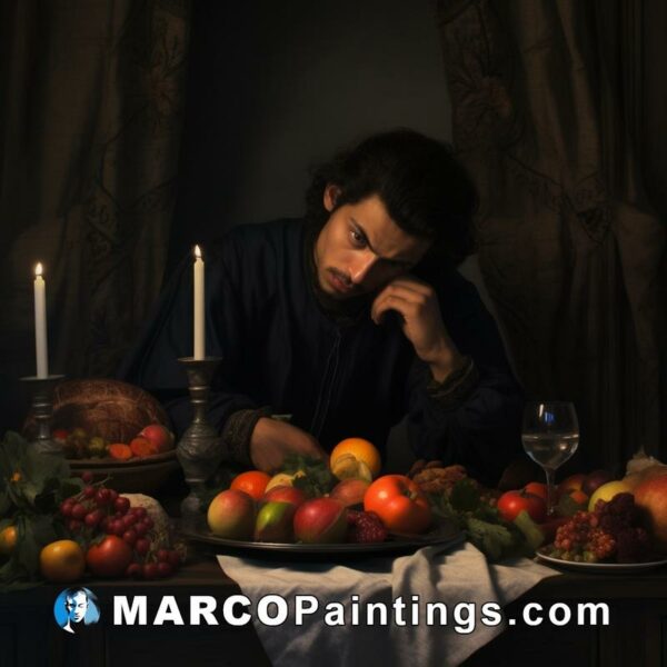 A man sits at the candlelit table